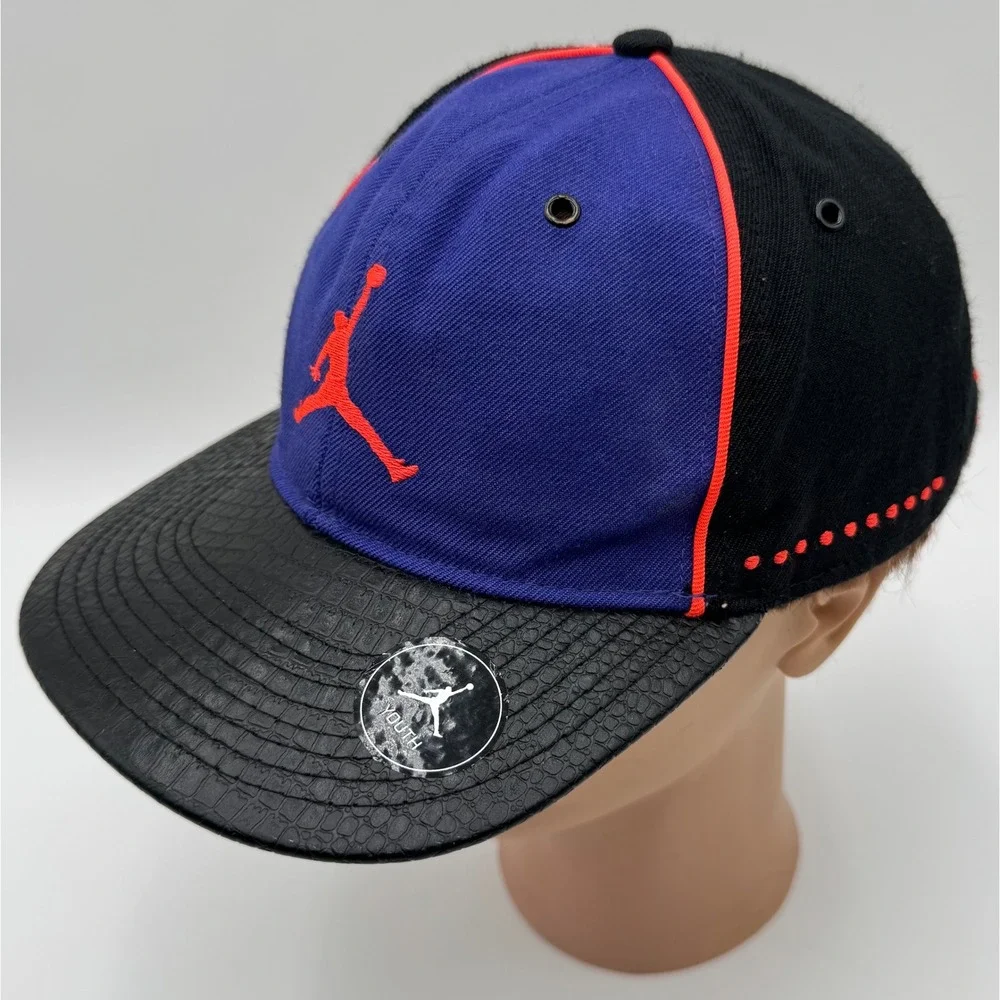 Jordan Jumpman Youth Cap Hat Black Purple Snapback‎ Adjustable Leather Brim